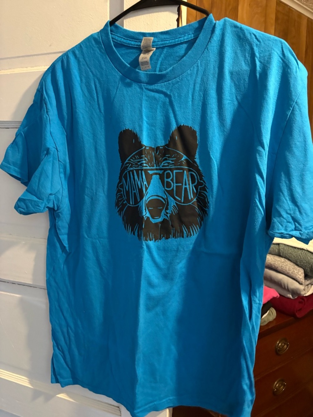 Mama Bear Graphic Tee - Bright Blue Short Sleeve